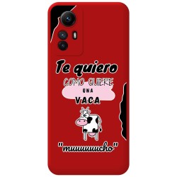 Funda Silicona Líquida Roja compatible con Xiaomi Redmi Note 12S diseño Vaca Dibujos
