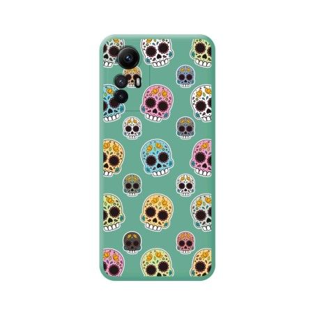 Funda Silicona Líquida Verde compatible con Xiaomi Redmi Note 12S diseño Catrina Dibujos