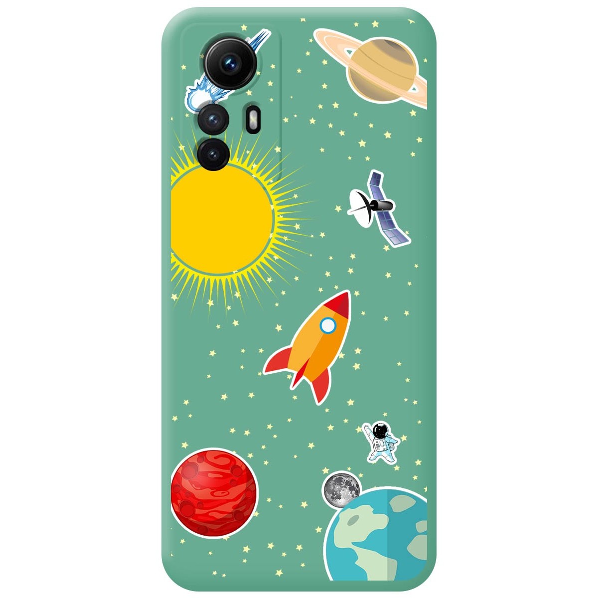 Funda Silicona Líquida Verde compatible con Xiaomi Redmi Note 12S diseño Espacio Dibujos