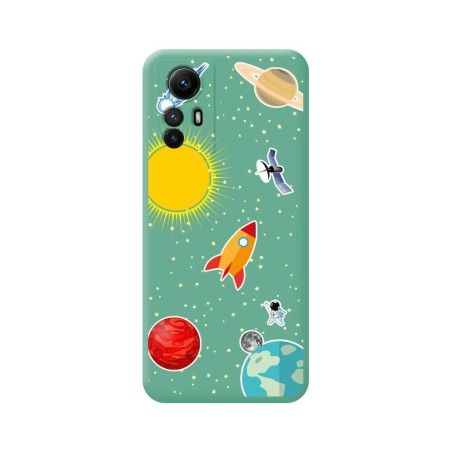Funda Silicona Líquida Verde compatible con Xiaomi Redmi Note 12S diseño Espacio Dibujos