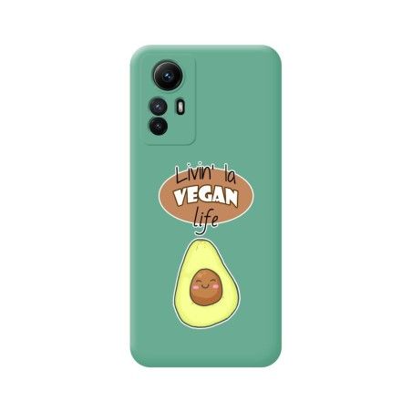 Funda Silicona Líquida Verde compatible con Xiaomi Redmi Note 12S diseño Vegan Life Dibujos