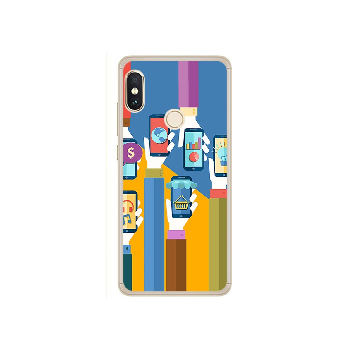 Funda Gel Tpu para Xiaomi Redmi Note 5 / Note 5 Pro Diseño Apps Dibujos