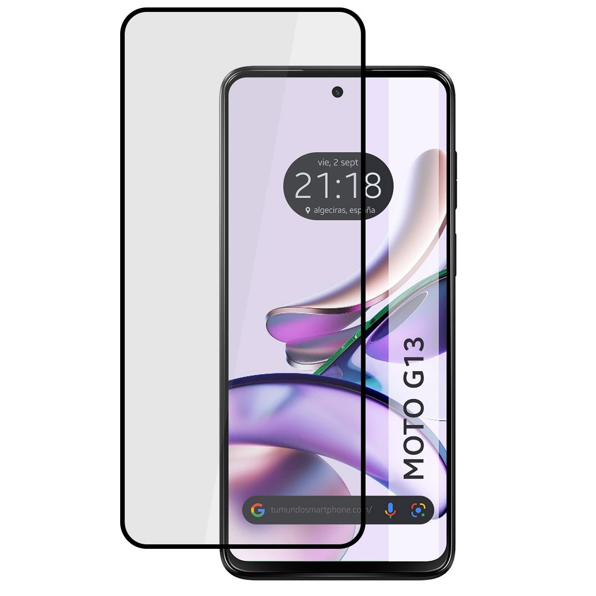 Protector Cristal Templado Completo 5D Full Glue Negro para Motorola Moto G13 Vidrio