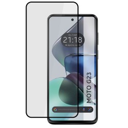 Protector Cristal Templado Completo 5D Full Glue Negro para Motorola Moto G23 Vidrio