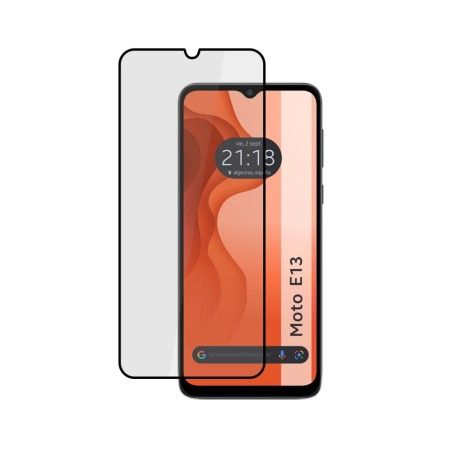 Protector Cristal Templado Completo 5D Full Glue Negro para Motorola Moto E13 Vidrio
