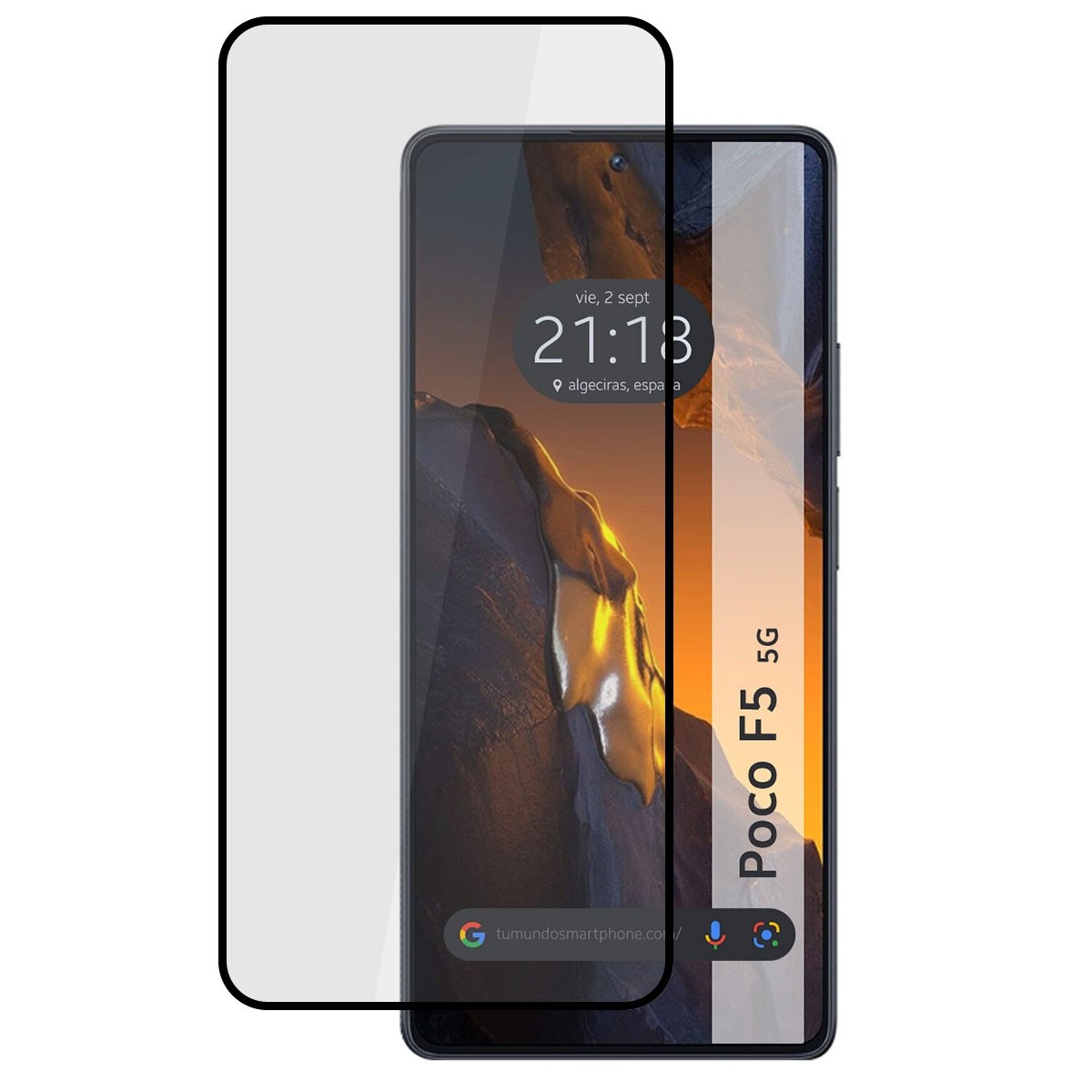 Protector Cristal Templado Completo 5D Full Glue Negro compatible con Xiaomi Poco F5 5G Vidrio