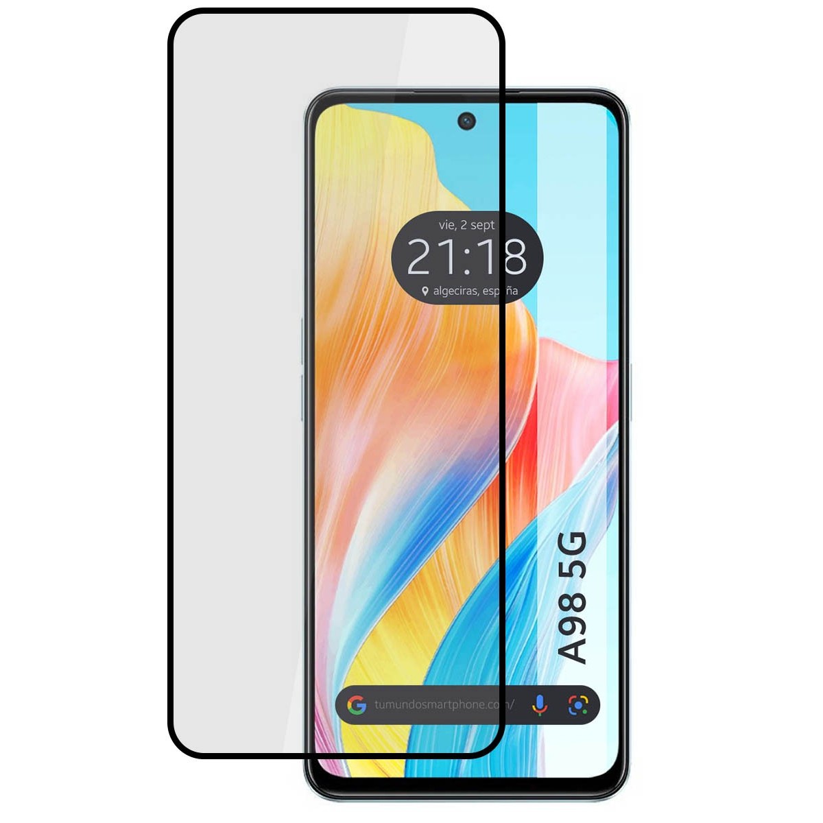 Protector Cristal Templado Completo 5D Full Glue Negro para Oppo A98 5G Vidrio