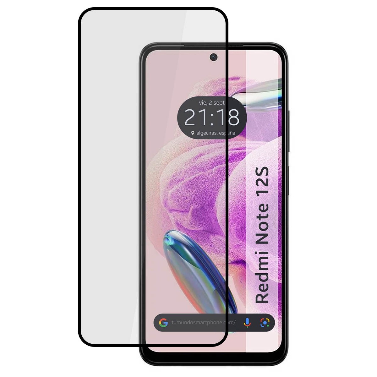 Protector Cristal Templado Completo 5D Full Glue Negro compatible con Xiaomi Redmi Note 12S Vidrio