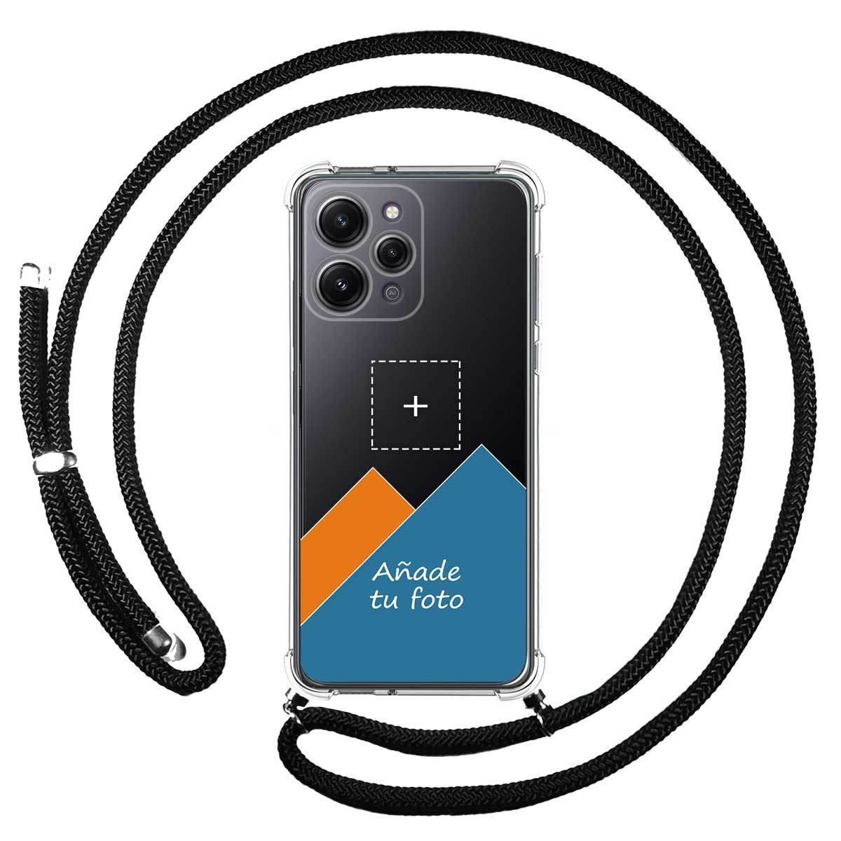 Personaliza tu Funda Colgante Transparente para Xiaomi Redmi 12 con Cordon Negro Dibujo Personalizada