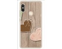 Funda Gel Tpu para Xiaomi Redmi Note 5 / Note 5 Pro Diseño Corazones Madera Dibujos