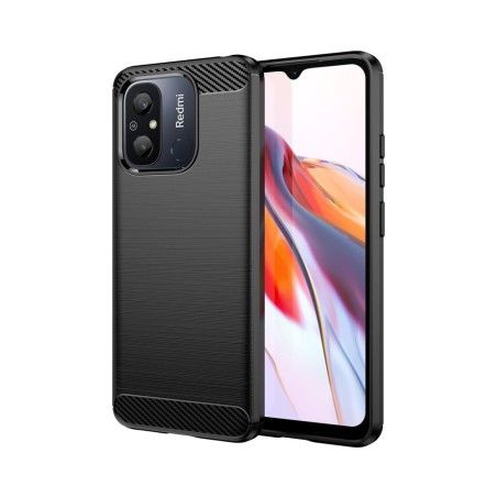 Funda Gel Tpu Tipo Carbon Negra compatible con Xiaomi Redmi 12C