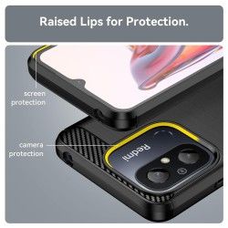 Funda Gel Tpu Tipo Carbon Negra compatible con Xiaomi Redmi 12C 2