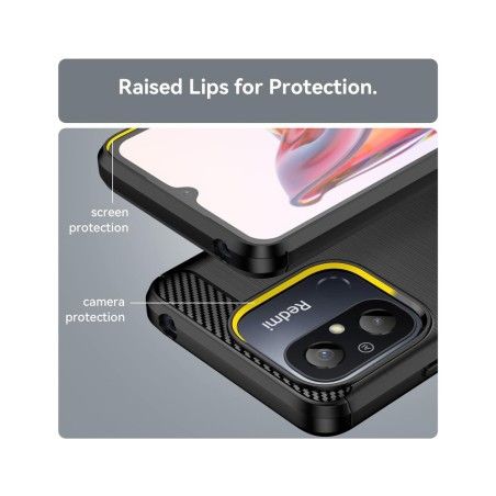 Funda Gel Tpu Tipo Carbon Negra compatible con Xiaomi Redmi 12C
