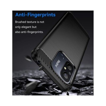 Funda Gel Tpu Tipo Carbon Negra compatible con Xiaomi Redmi 12C