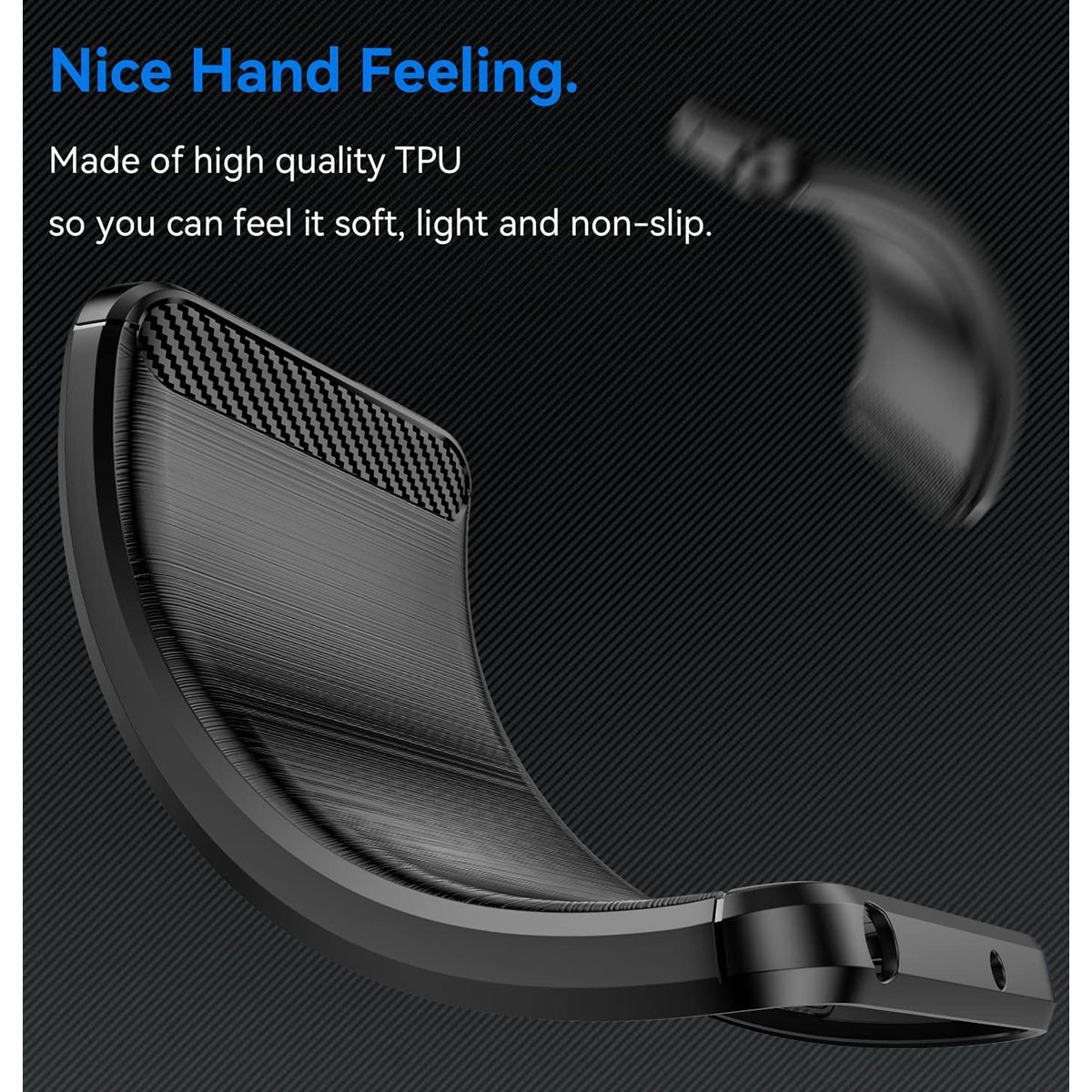 Funda Gel Tpu Tipo Carbon Negra compatible con Xiaomi Redmi 12C