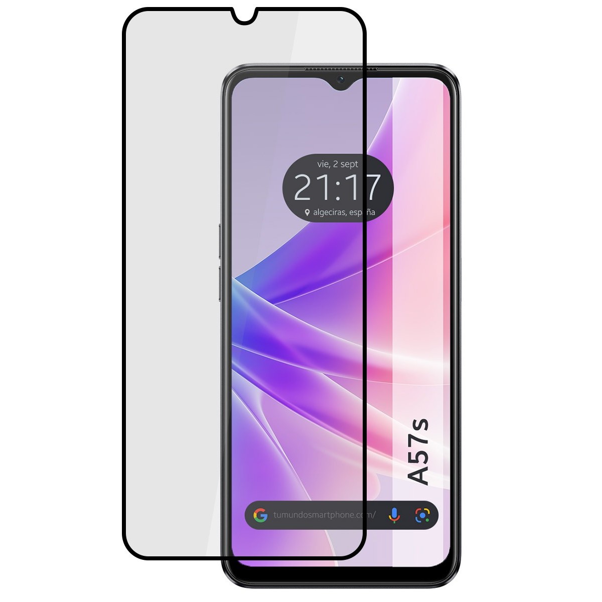 Protector Cristal Templado Completo 5D Full Glue Negro para Oppo A57s Vidrio