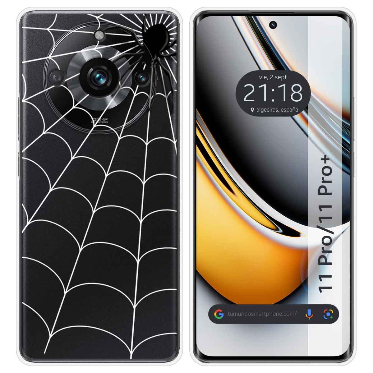 Funda Silicona Transparente para Realme 11 Pro / 11 Pro+ Plus 5G diseño Araña Dibujos