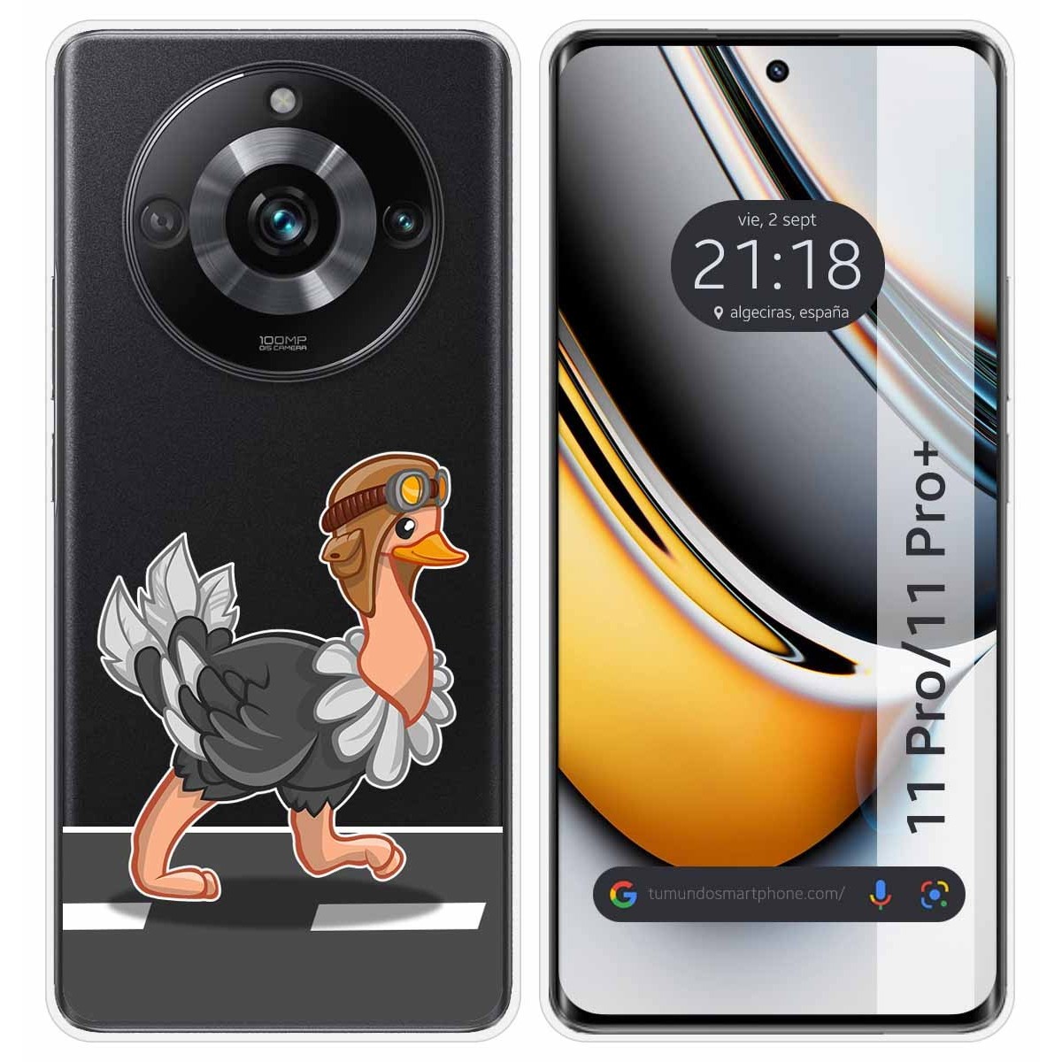 Funda Silicona Transparente para Realme 11 Pro / 11 Pro+ Plus 5G diseño Avestruz Dibujos