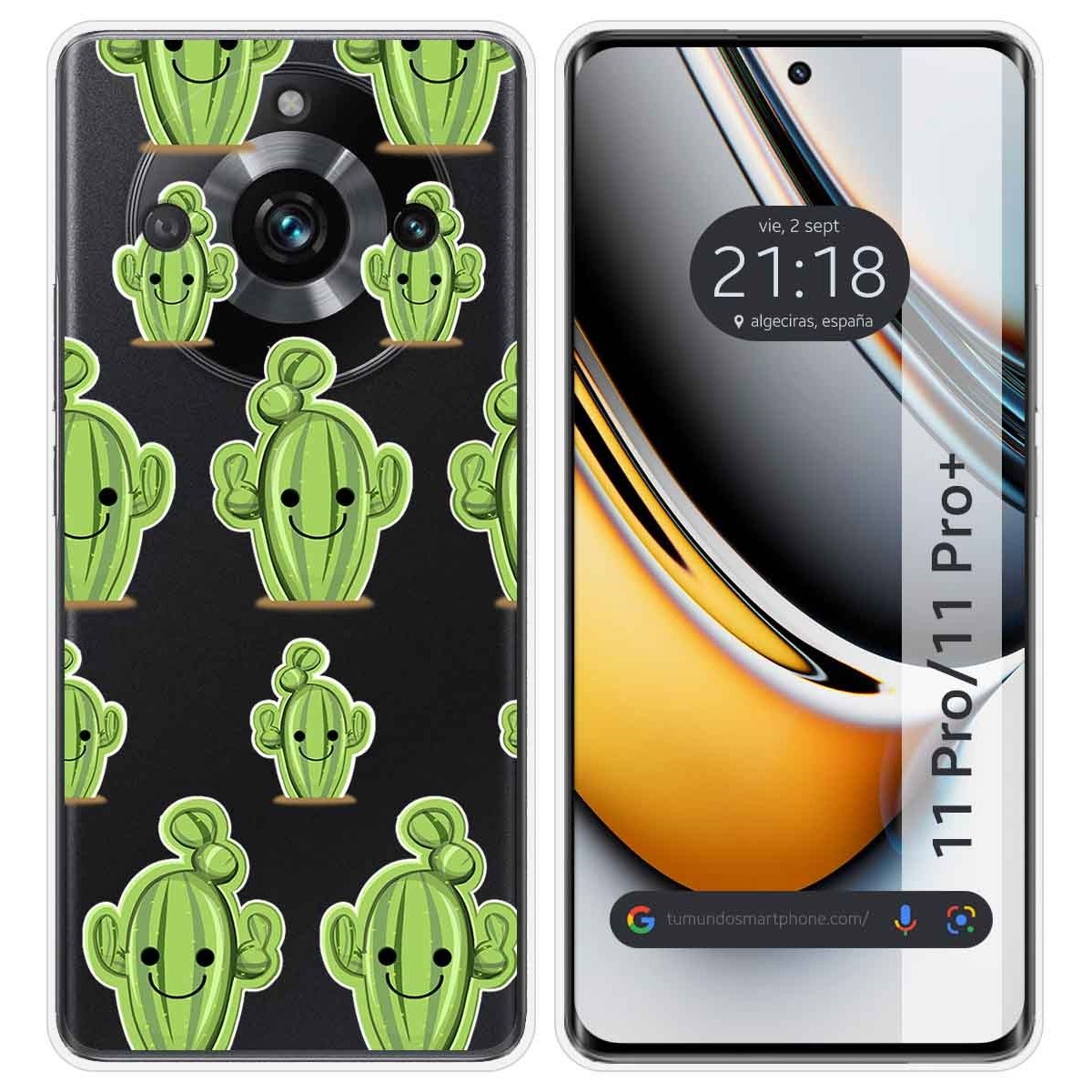 Funda Silicona Transparente para Realme 11 Pro / 11 Pro+ Plus 5G diseño Cactus Dibujos