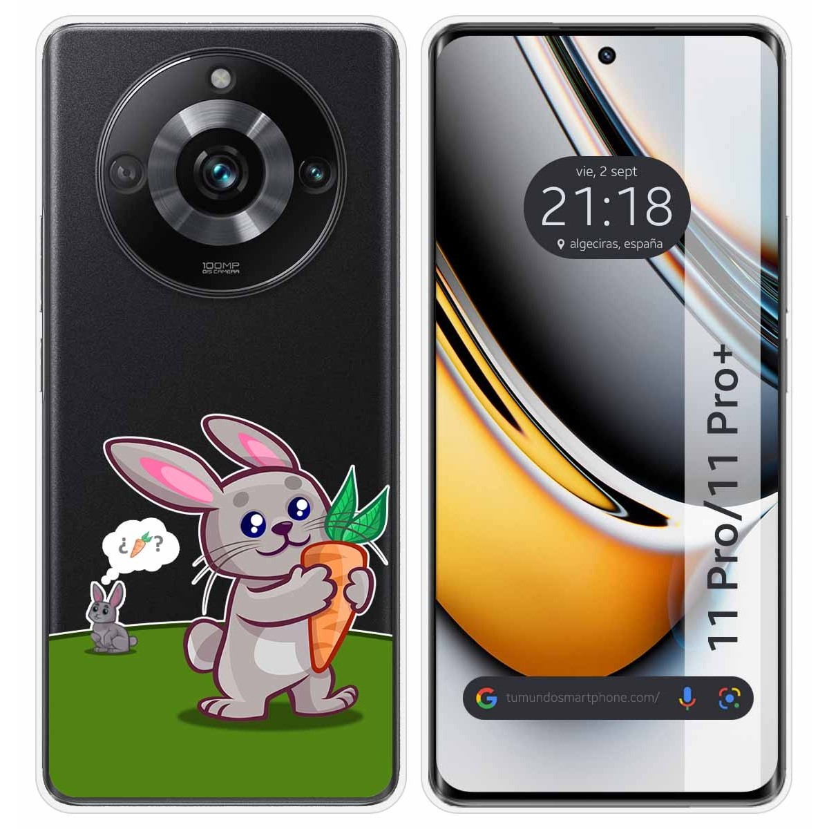 Funda Silicona Transparente para Realme 11 Pro / 11 Pro+ Plus 5G diseño Conejo Dibujos