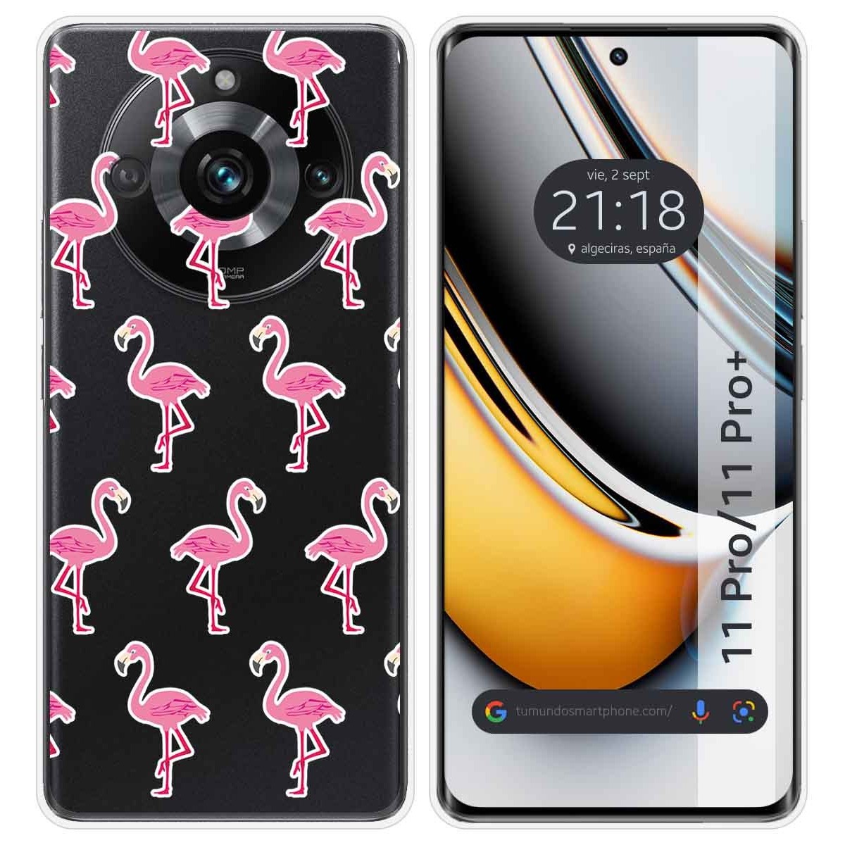 Funda Silicona Transparente para Realme 11 Pro / 11 Pro+ Plus 5G diseño Flamenco Dibujos