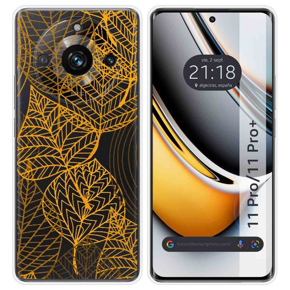 Funda Silicona Transparente para Realme 11 Pro / 11 Pro+ Plus 5G diseño Hojas Dibujos