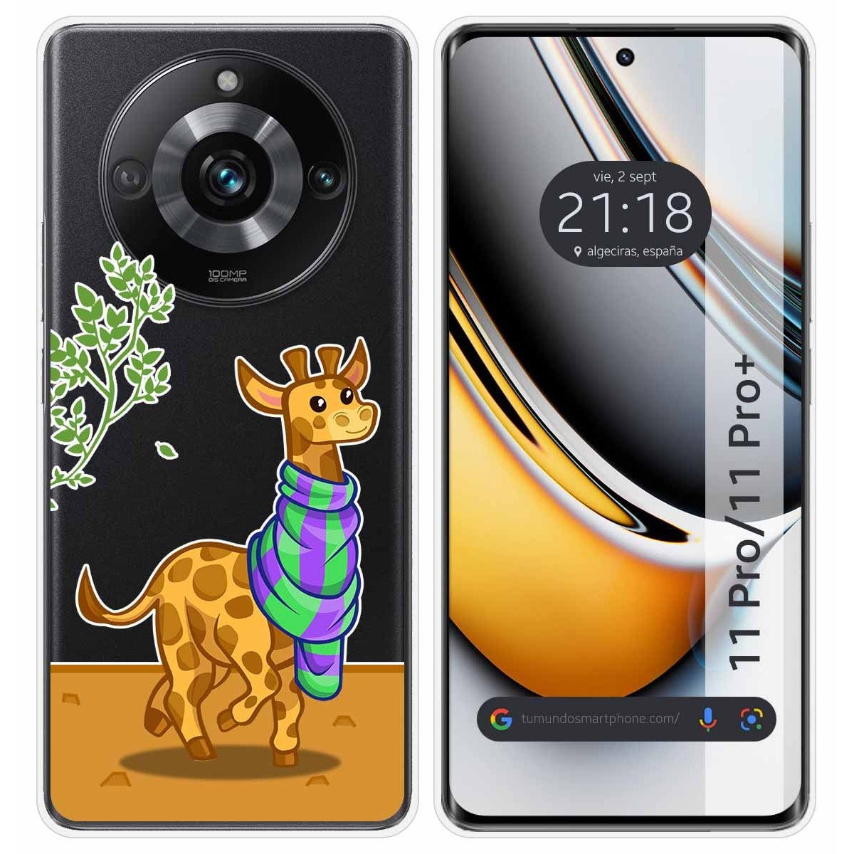 Funda Silicona Transparente para Realme 11 Pro / 11 Pro+ Plus 5G diseño Jirafa Dibujos