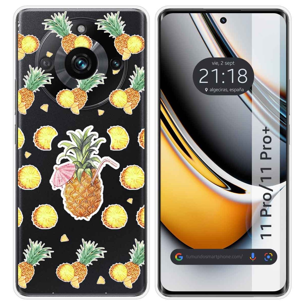 Funda Silicona Transparente para Realme 11 Pro / 11 Pro+ Plus 5G diseño Piña Dibujos