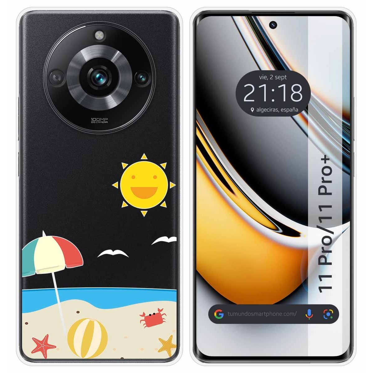 Funda Silicona Transparente para Realme 11 Pro / 11 Pro+ Plus 5G diseño Playa Dibujos