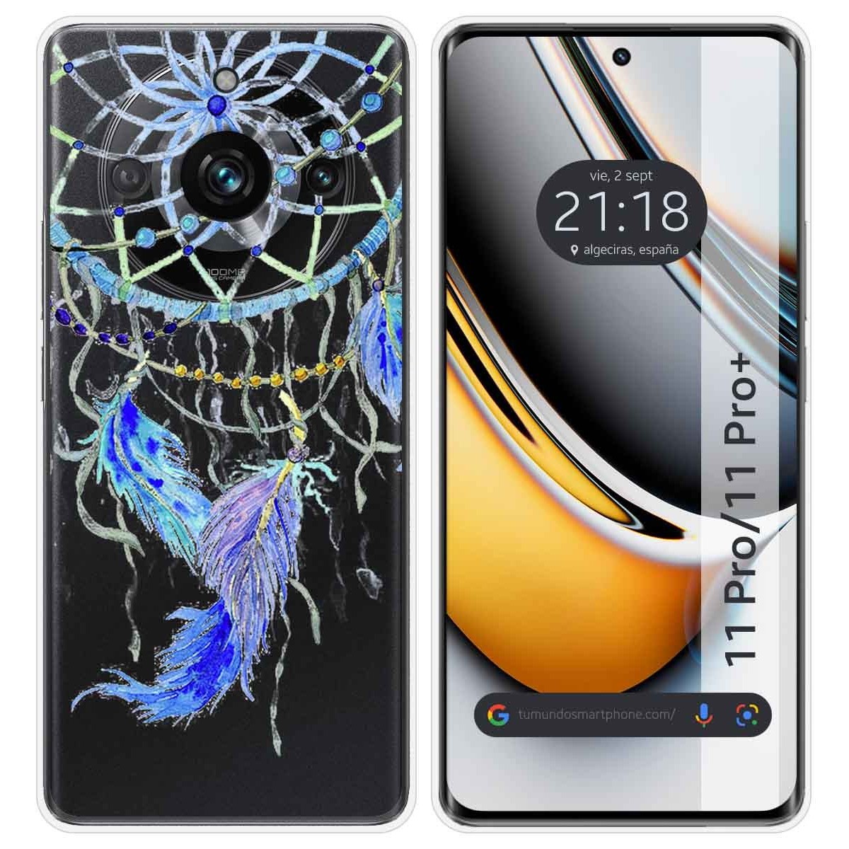 Funda Silicona Transparente para Realme 11 Pro / 11 Pro+ Plus 5G diseño Plumas Dibujos