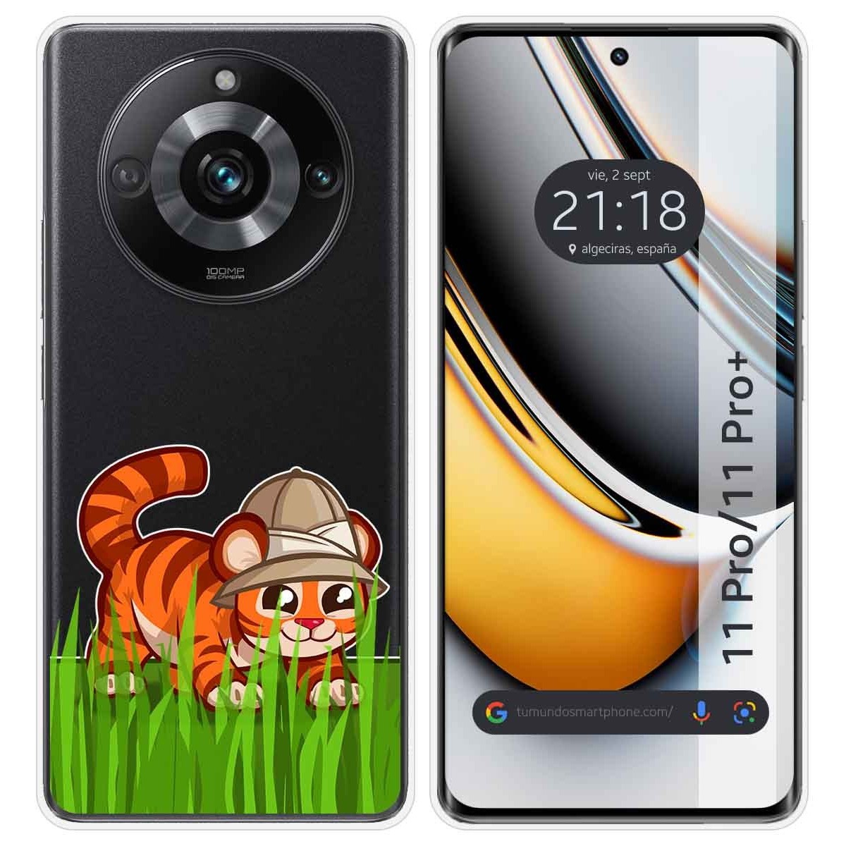 Funda Silicona Transparente para Realme 11 Pro / 11 Pro+ Plus 5G diseño Tigre Dibujos