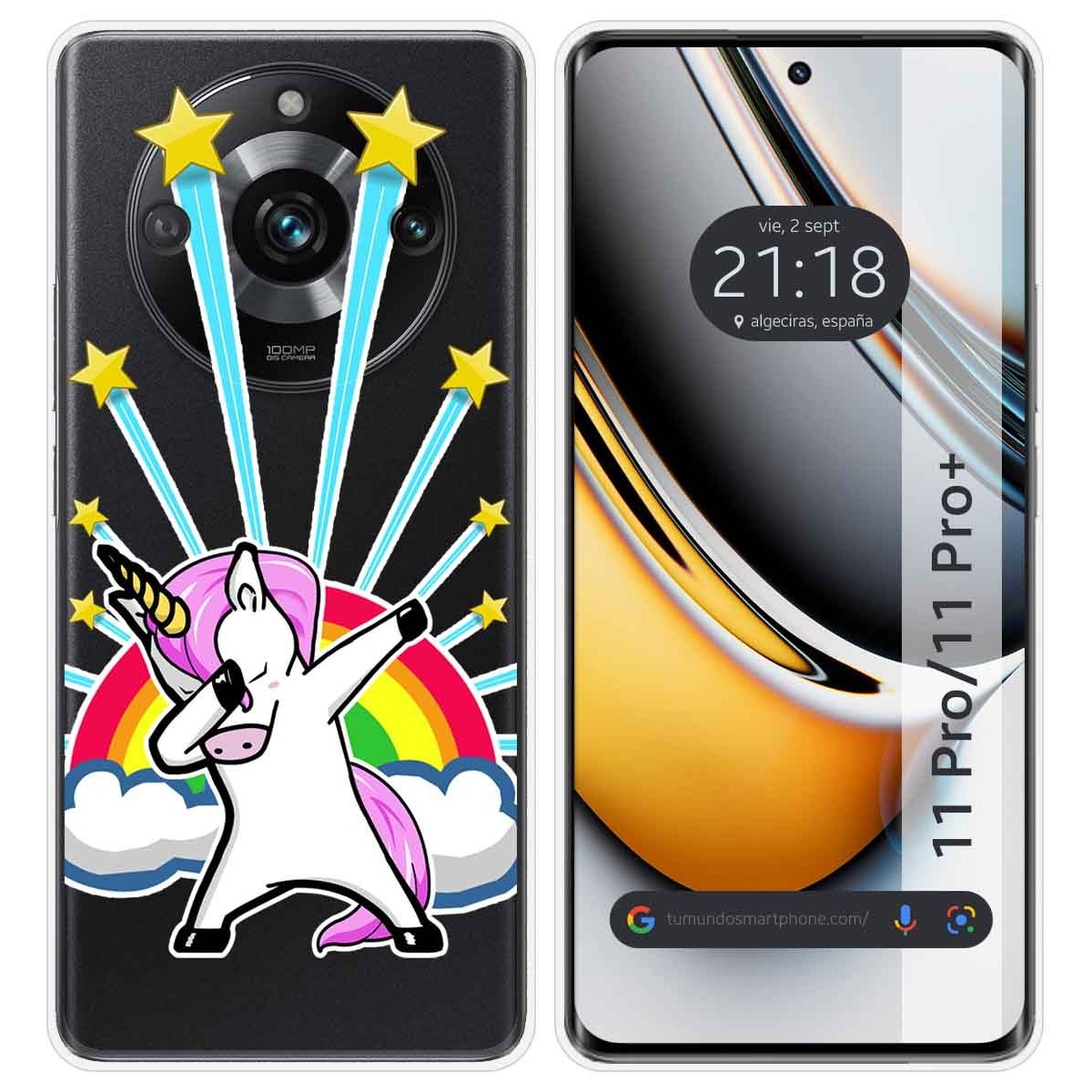 Funda Silicona Transparente para Realme 11 Pro / 11 Pro+ Plus 5G diseño Unicornio Dibujos