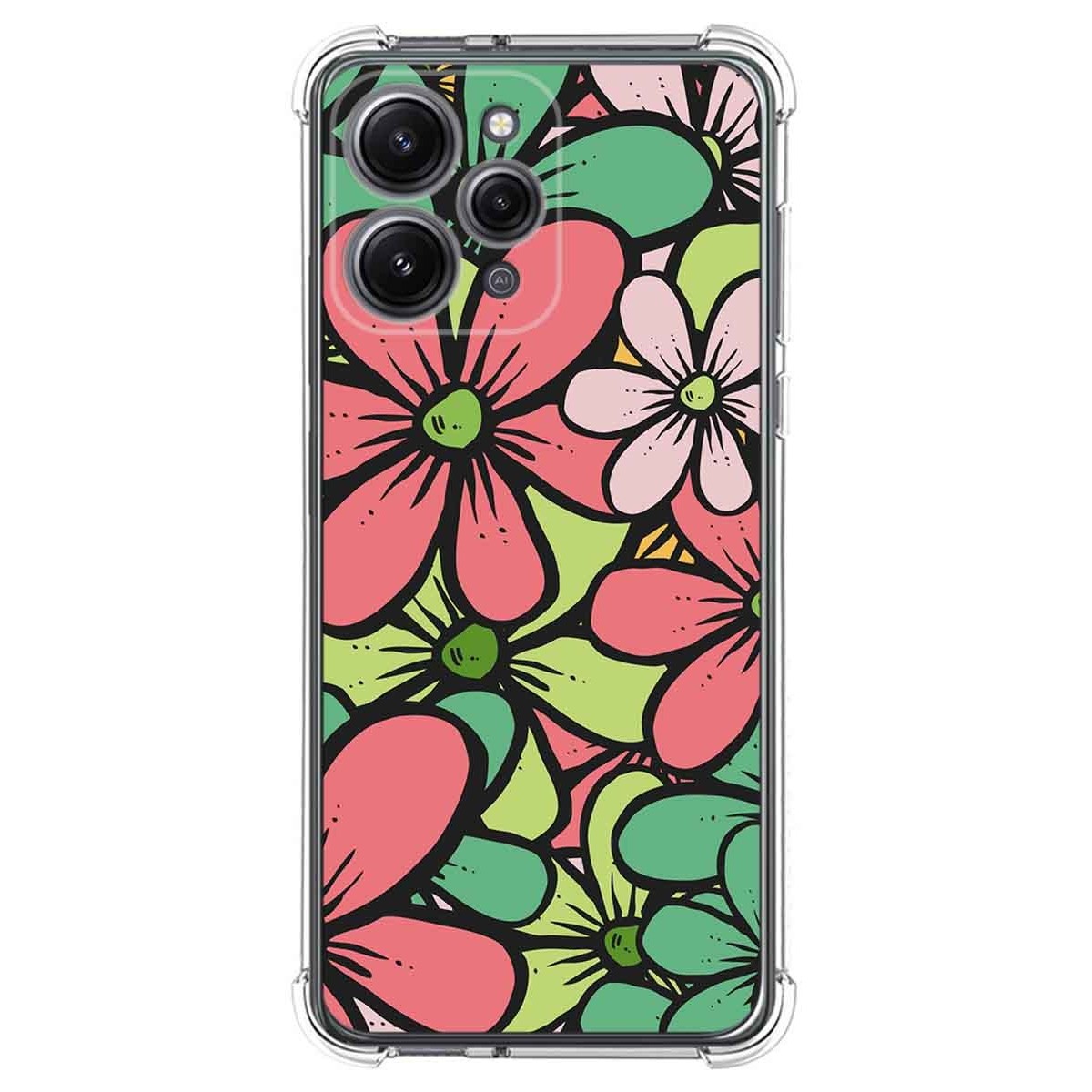 Funda Silicona Antigolpes compatible con Xiaomi Redmi 12 diseño Flores 02 Dibujos