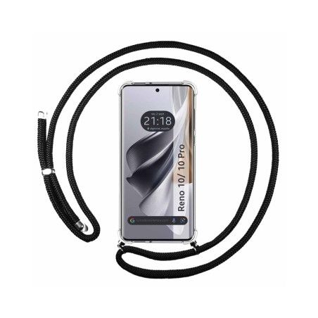 Funda Colgante Transparente para Oppo Reno 10 5G / 10 Pro 5G con Cordon Negro