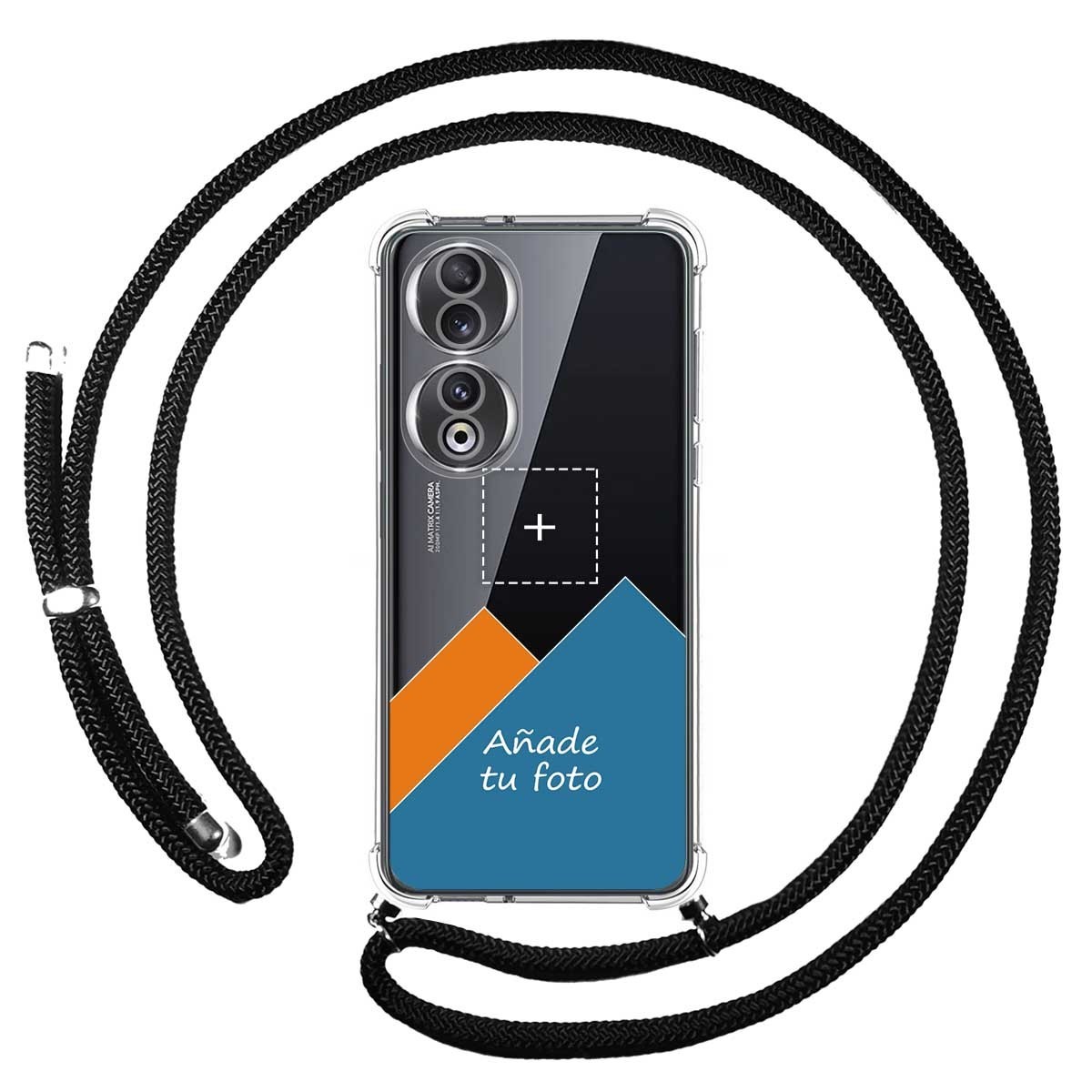 Personaliza tu Funda Colgante Transparente para Huawei Honor 90 5G con Cordon Negro Dibujo Personalizada