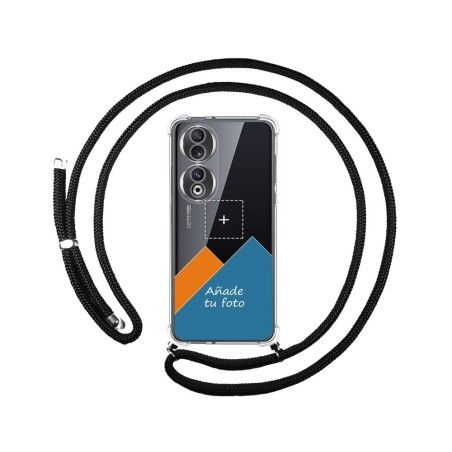 Personaliza tu Funda Colgante Transparente para Huawei Honor 90 5G con Cordon Negro Dibujo Personalizada