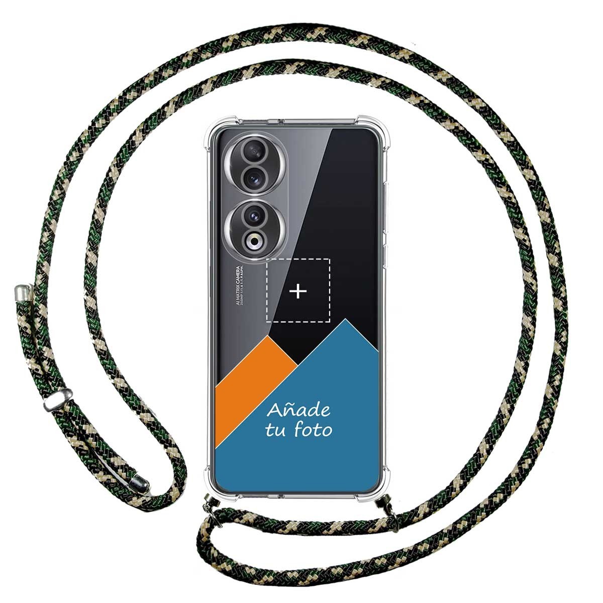 Personaliza tu Funda Colgante Transparente para Huawei Honor 90 5G con Cordon Verde / Dorado Dibujo Personalizada