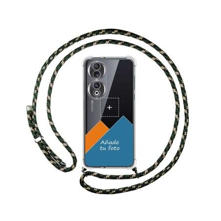 Personaliza tu Funda Colgante Transparente para Huawei Honor 90 5G con Cordon Verde / Dorado Dibujo Personalizada