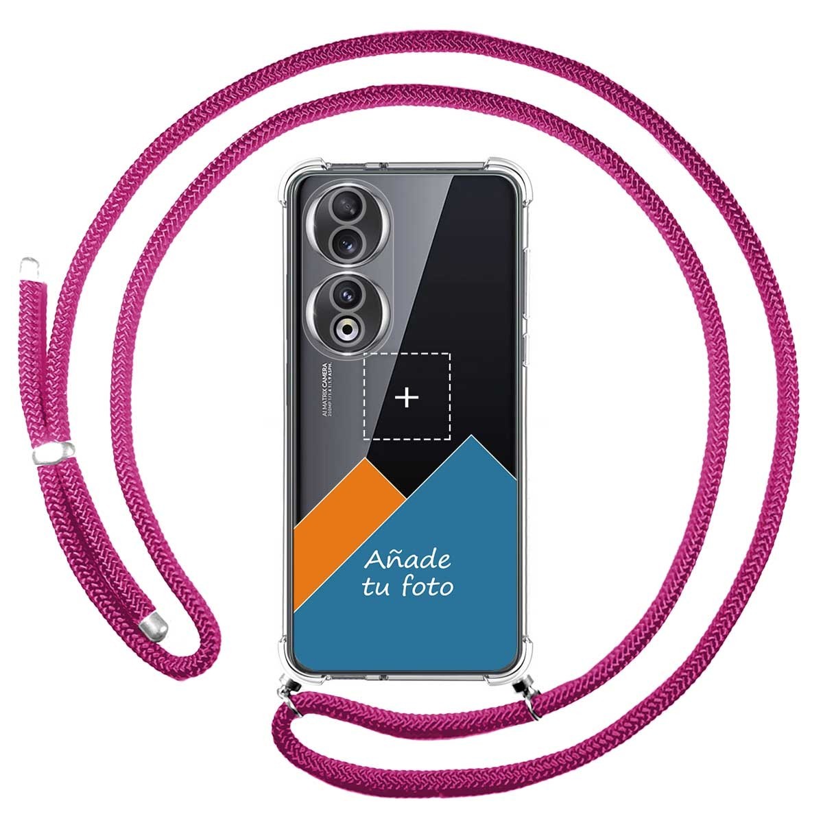Personaliza tu Funda Colgante Transparente para Huawei Honor 90 5G con Cordon Rosa Fucsia Dibujo Personalizada