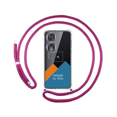 Personaliza tu Funda Colgante Transparente para Huawei Honor 90 5G con Cordon Rosa Fucsia Dibujo Personalizada