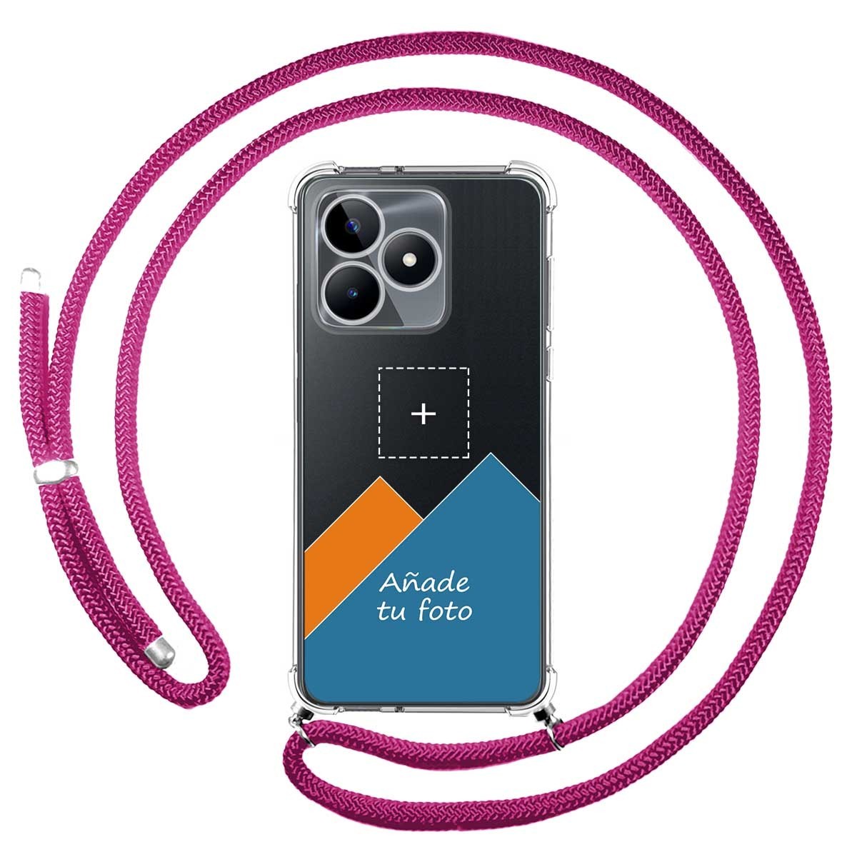 Personaliza tu Funda Colgante Transparente para Realme C53 con Cordon Rosa Fucsia Dibujo Personalizada