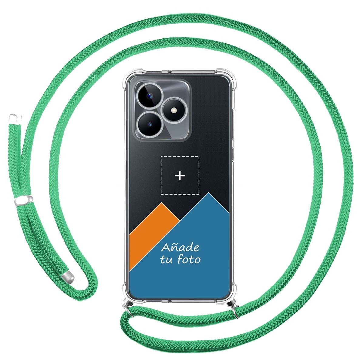 Personaliza tu Funda Colgante Transparente para Realme C53 con Cordon Verde Agua Dibujo Personalizada