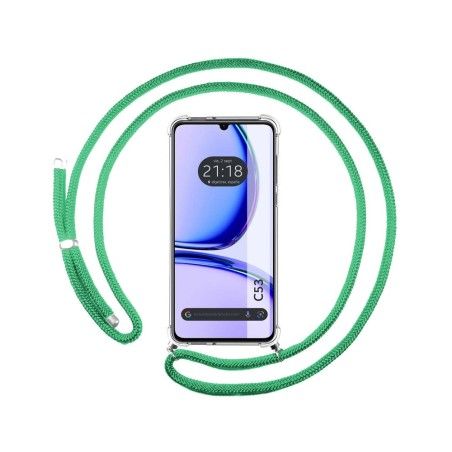 Funda Colgante Transparente para Realme C53 con Cordon Verde Agua