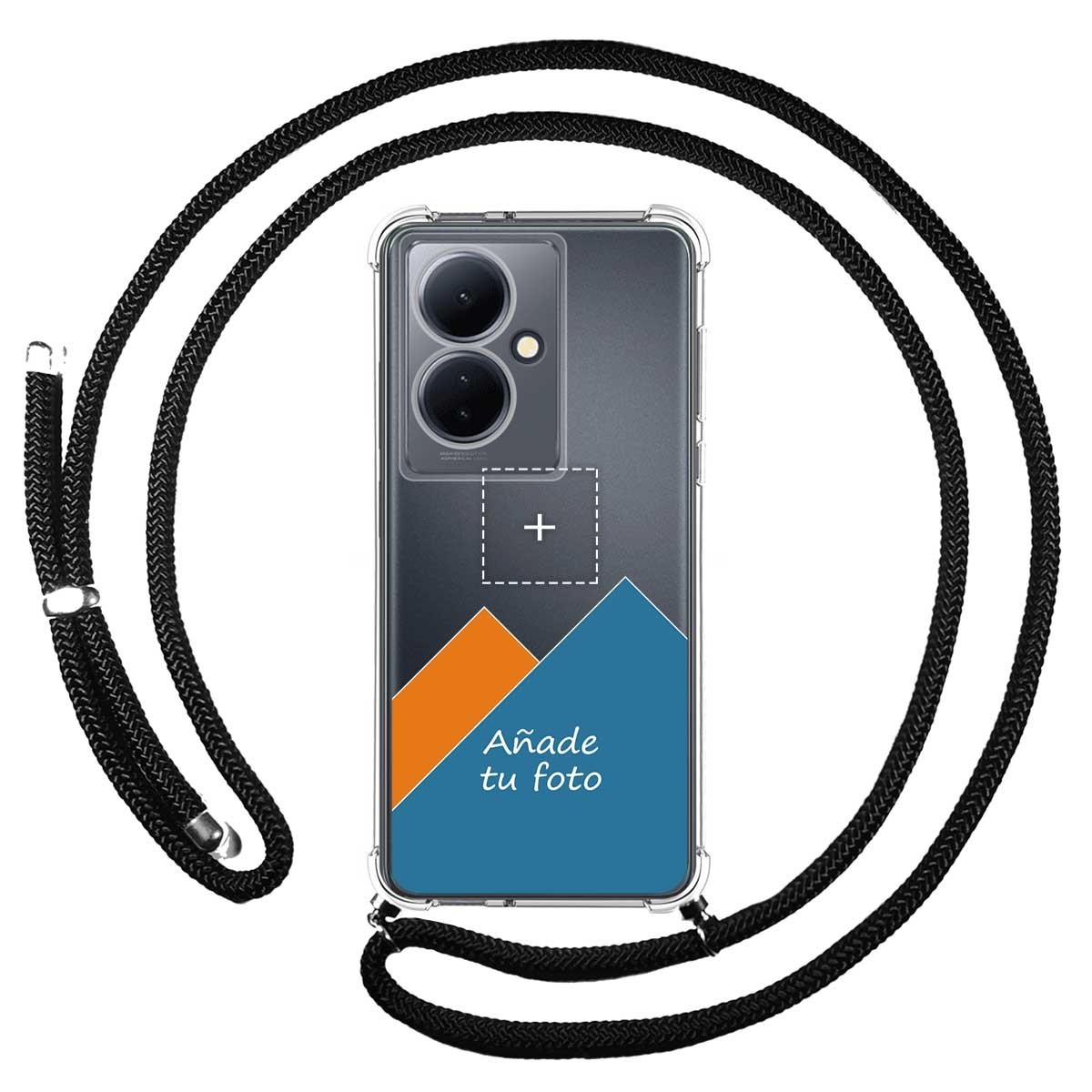 Personaliza tu Funda Colgante Transparente para Vivo V29 Lite 5G con Cordon Negro Dibujo Personalizada