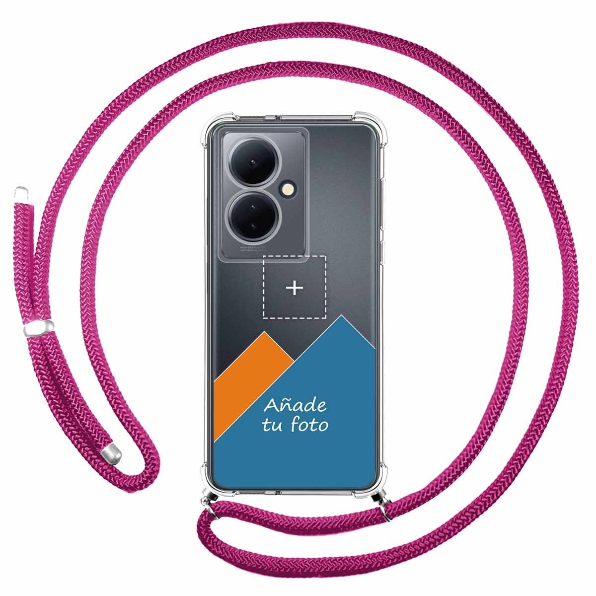 Personaliza tu Funda Colgante Transparente para Vivo V29 Lite 5G con Cordon Rosa Fucsia Dibujo Personalizada