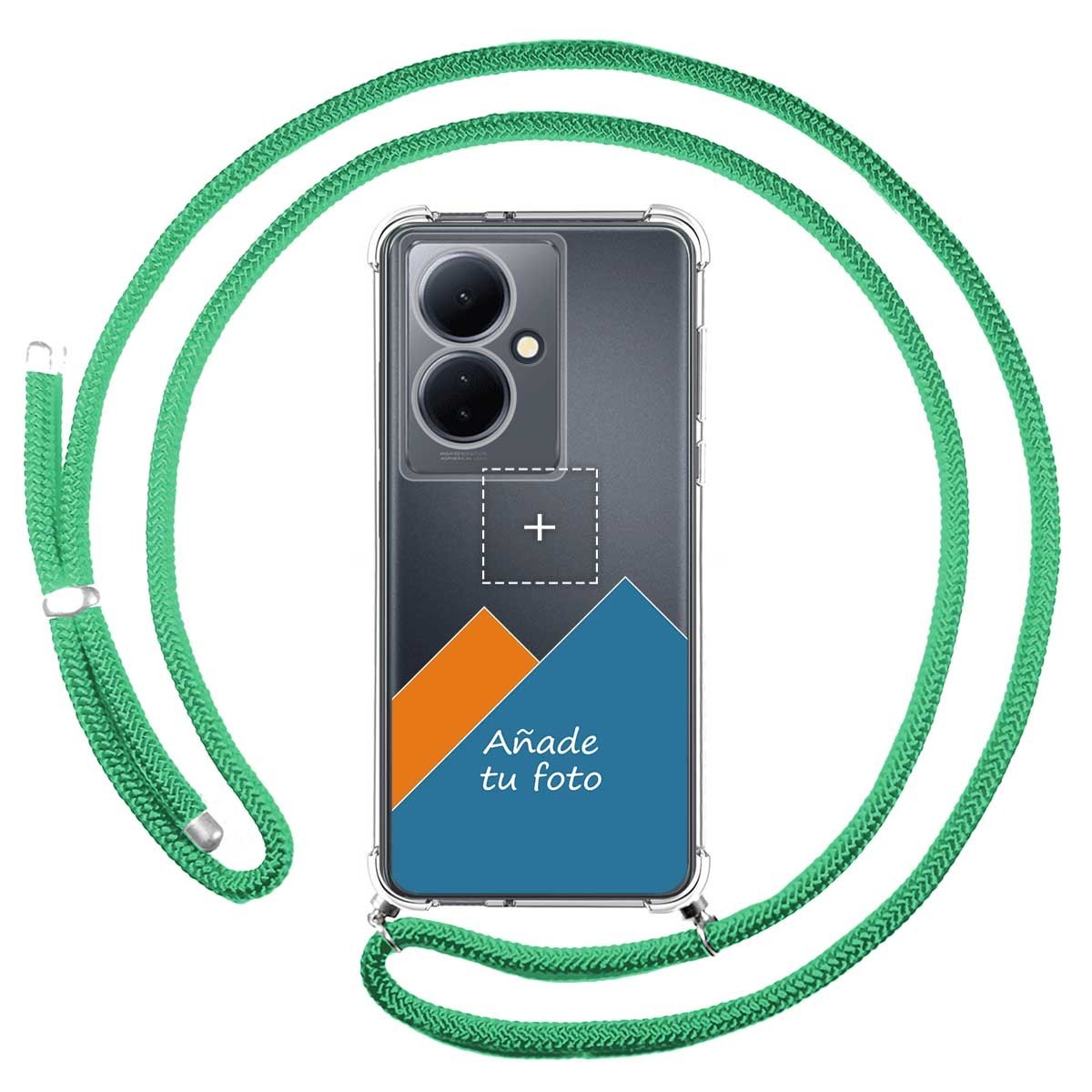 Personaliza tu Funda Colgante Transparente para Vivo V29 Lite 5G con Cordon Verde Agua Dibujo Personalizada