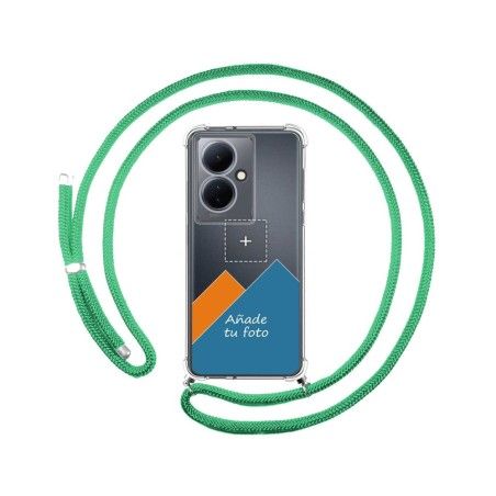 Personaliza tu Funda Colgante Transparente para Vivo V29 Lite 5G con Cordon Verde Agua Dibujo Personalizada
