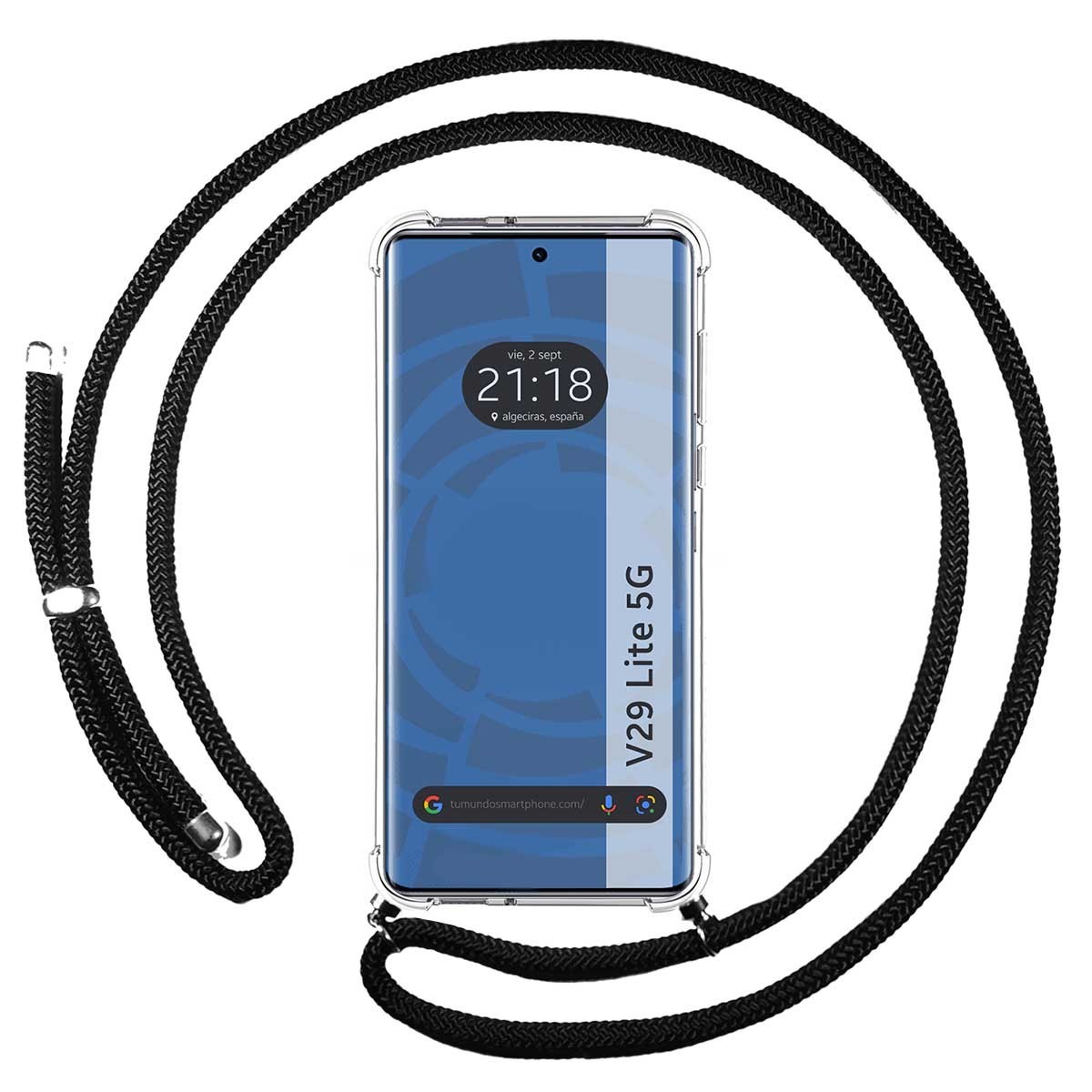 Funda Colgante Transparente para Vivo V29 Lite 5G con Cordon Negro