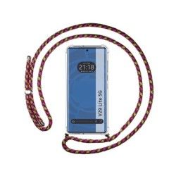Funda Colgante Transparente para Vivo V29 Lite 5G con Cordon Rosa / Dorado