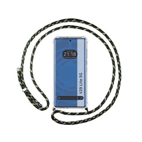 Funda Colgante Transparente para Vivo V29 Lite 5G con Cordon Verde / Dorado